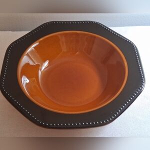 Vtg 70s Sears Ironstone Octagon Amber 10" Serving Bowl.